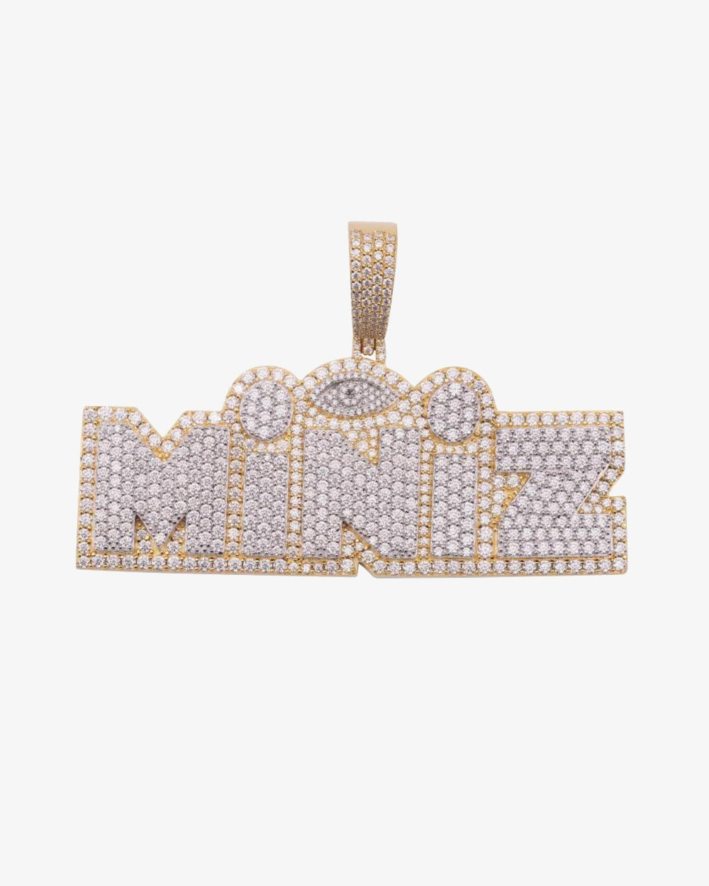 Custom moissanite miniz pendant yellow gold 2