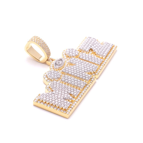 Custom moissanite miniz pendant yellow gold 3