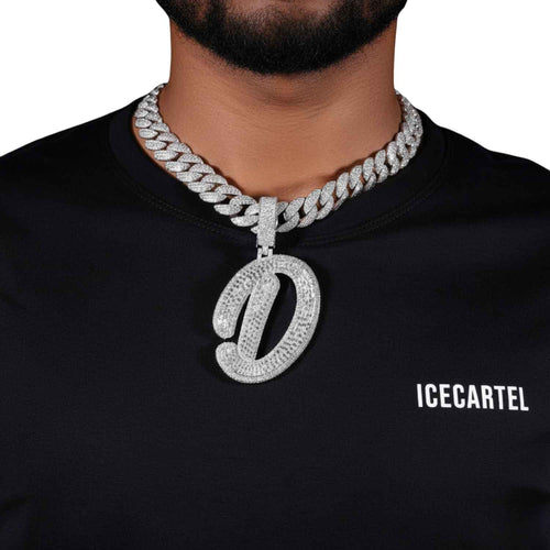 "D" Custom Moissanite Pendant 14K Gold model