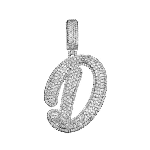 "D" Custom Moissanite Pendant 14K Gold 1