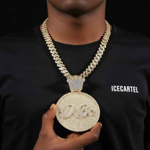 "D BO" Custom Moissanite Pendant 14K Gold model1