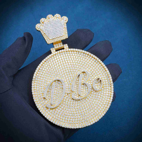 "D BO" Custom Moissanite Pendant 14K Gold hand