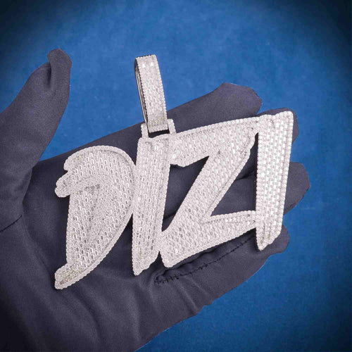 "DIZI" Custom Moissanite Pendant 14K Gold hand