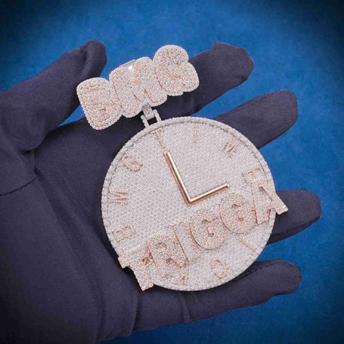 "DMG" Custom Moissanite Pendant 14K Gold hand