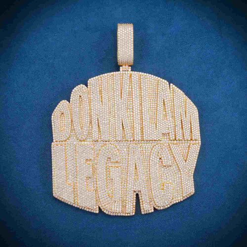 "DON KILAM LEGACY" Custom Moissanite Name Pendant 14k Gold 1