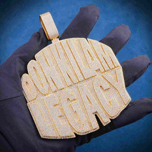 "DON KILAM LEGACY" Custom Moissanite Name Pendant 14k Gold hand
