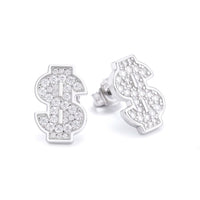 Dollar Sign Moissanite Earrings 14K Gold 1