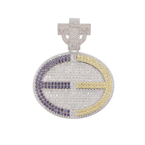 E Custom Circle Moissanite Pendant 14K Gold icecartel white