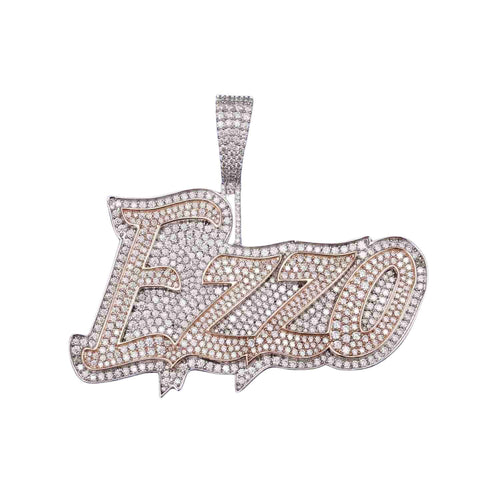 "EZZO" Custom Name Moissanite Pendant 14k Gold 1