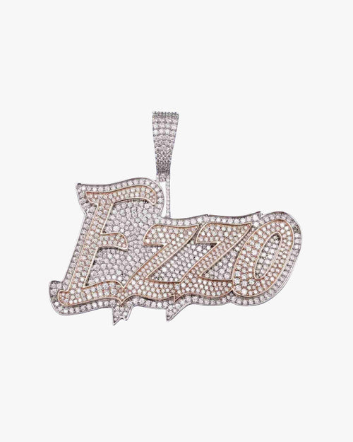 "EZZO" Custom Name Moissanite Pendant 14k Gold 1