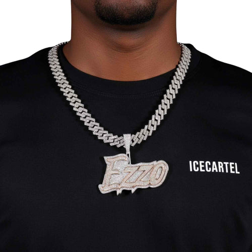 "EZZO" Custom Name Moissanite Pendant 14k Gold 1