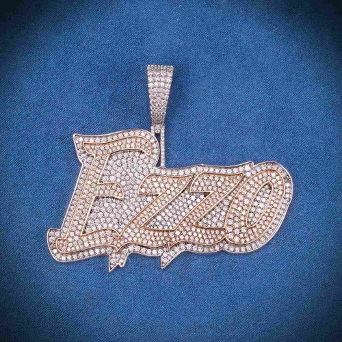 "EZZO" Custom Name Moissanite Pendant 14k Gold 1