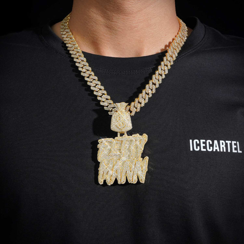 FETTY MANN Custom Name Moissanite Pendant 14K Gold icecartel model