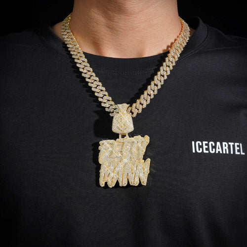 FETTY MANN Custom Name Moissanite Pendant 14K Gold icecartel model