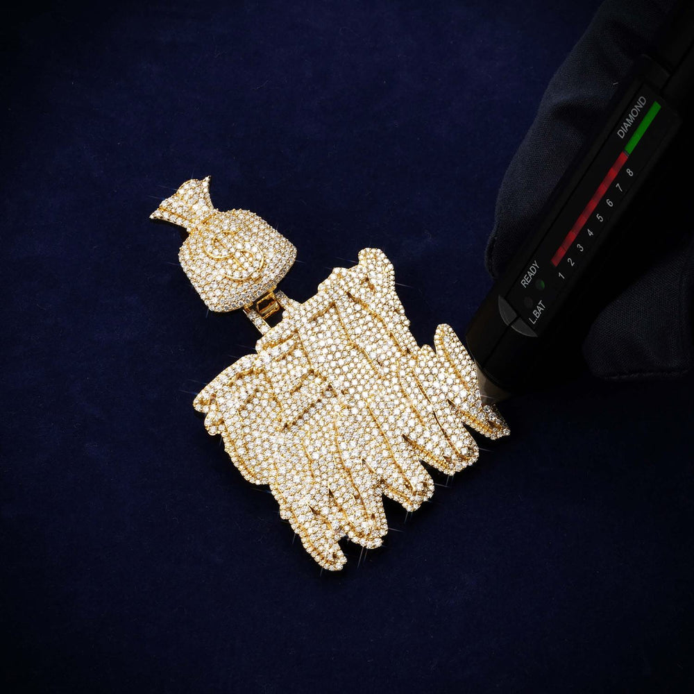 FETTY MANN Custom Name Moissanite Pendant 14K Gold icecartel test