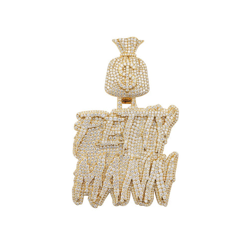 FETTY MANN Custom Name Moissanite Pendant 14K Gold icecartel white