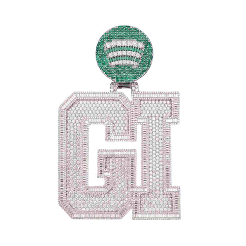 "GI" Custom Moissanite Pendant 14k Gold 1