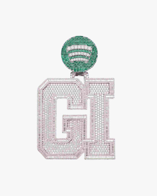 "GI" Custom Moissanite Pendant 14k Gold 1