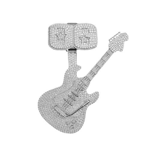 "GUITAR" Custom Moissanite Pendant 14K Gold 1
