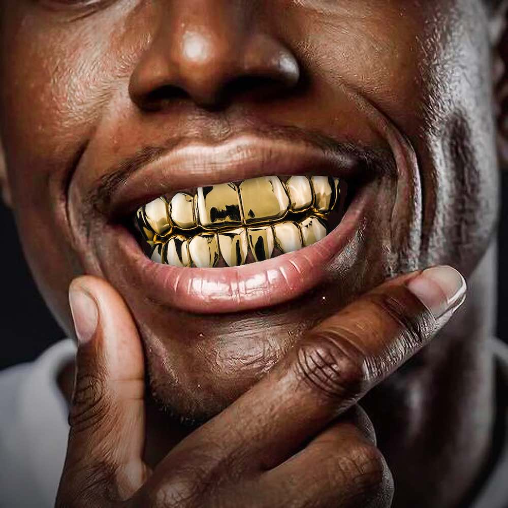 gold moissanite grillz model