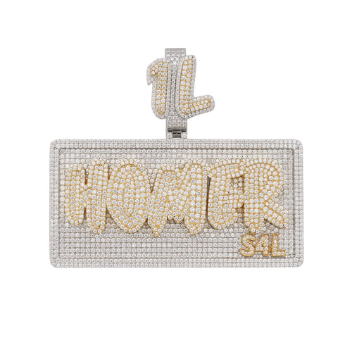 HOMER Custom Moissanite Name Pendant 14K Gold icecartel white