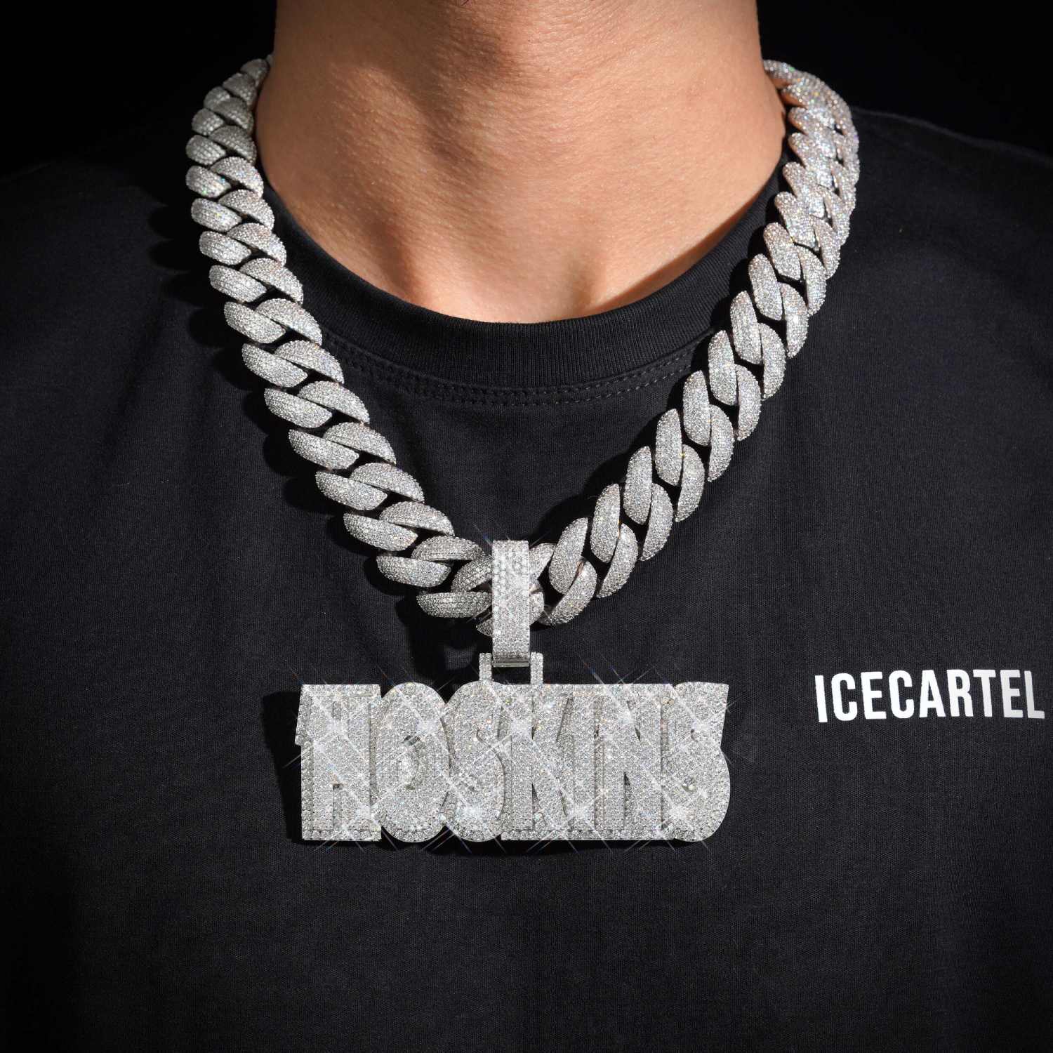 HOSKINS Custom Moissanite Name Pendant 14K Gold ICECARTEL MODEL