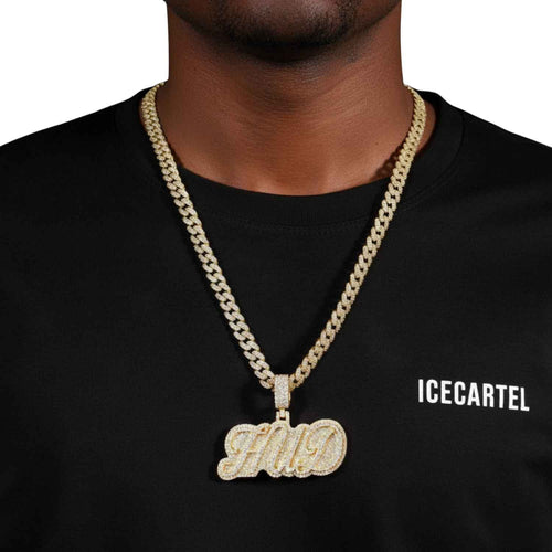 "HUD" Custom Moissanite Pendant 14K Gold model1