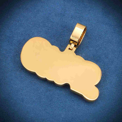 "HUD" Custom Moissanite Pendant 14K Gold back