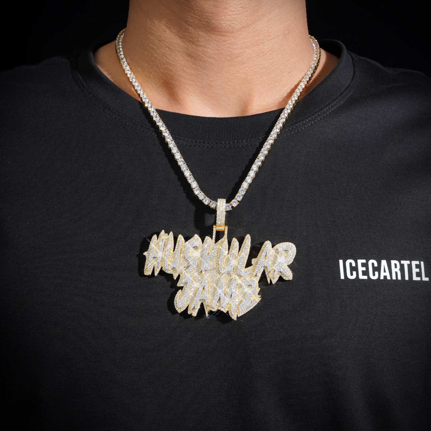 HUSKULAR JAMZ Custom Moissanite Name Pendant 14K Gold icecartel model