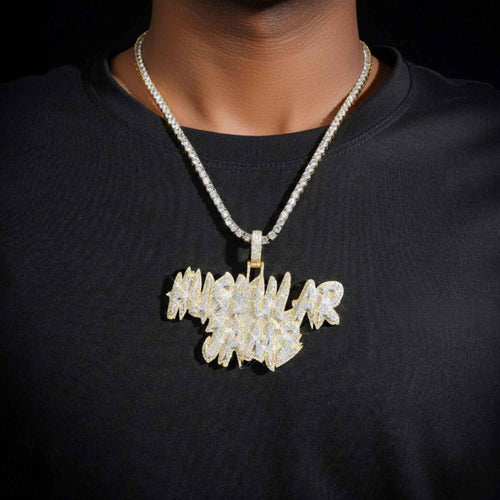 HUSKULAR JAMZ Custom Moissanite Name Pendant 14K Gold icecartel model1
