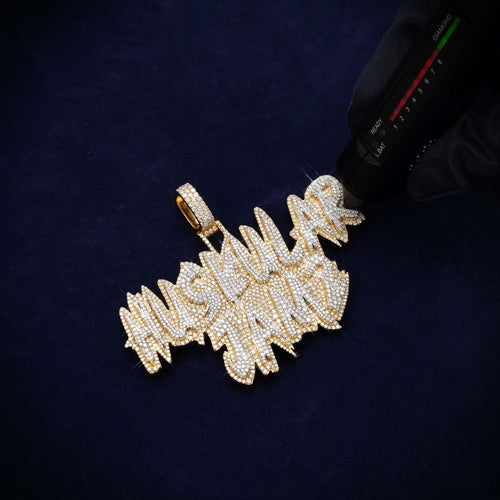 HUSKULAR JAMZ Custom Moissanite Name Pendant 14K Gold icecartel test