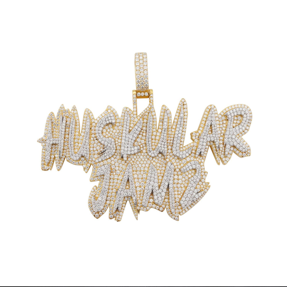 HUSKULAR JAMZ Custom Moissanite Name Pendant 14K Gold icecartel white