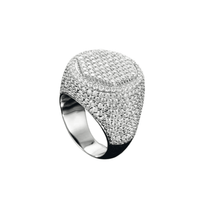 Hexagon moissanite diamonds signet ring iced out white gold mainpic