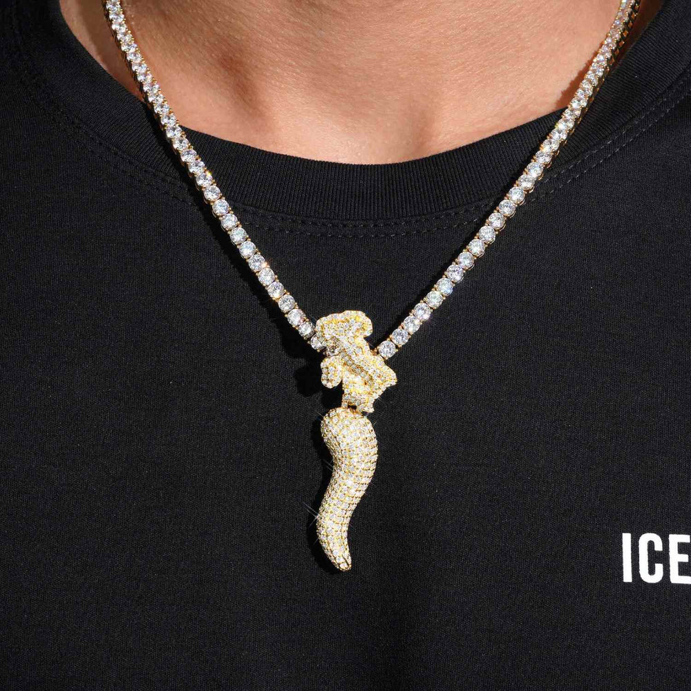 Horn of Chaos Custom Moissanite Logo Pendant 14K Gold icecartel model
