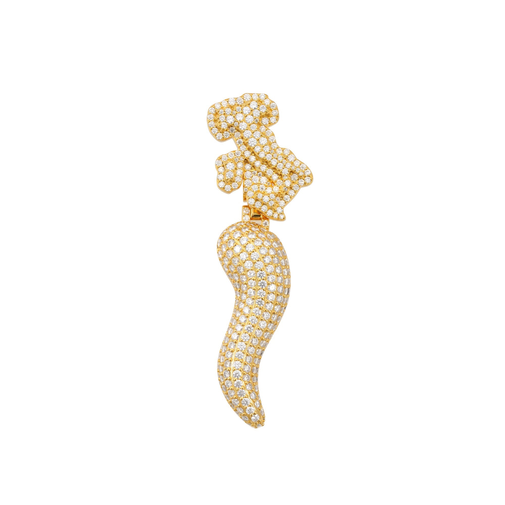 Horn of Chaos Custom Moissanite Logo Pendant 14K Gold icecartel white