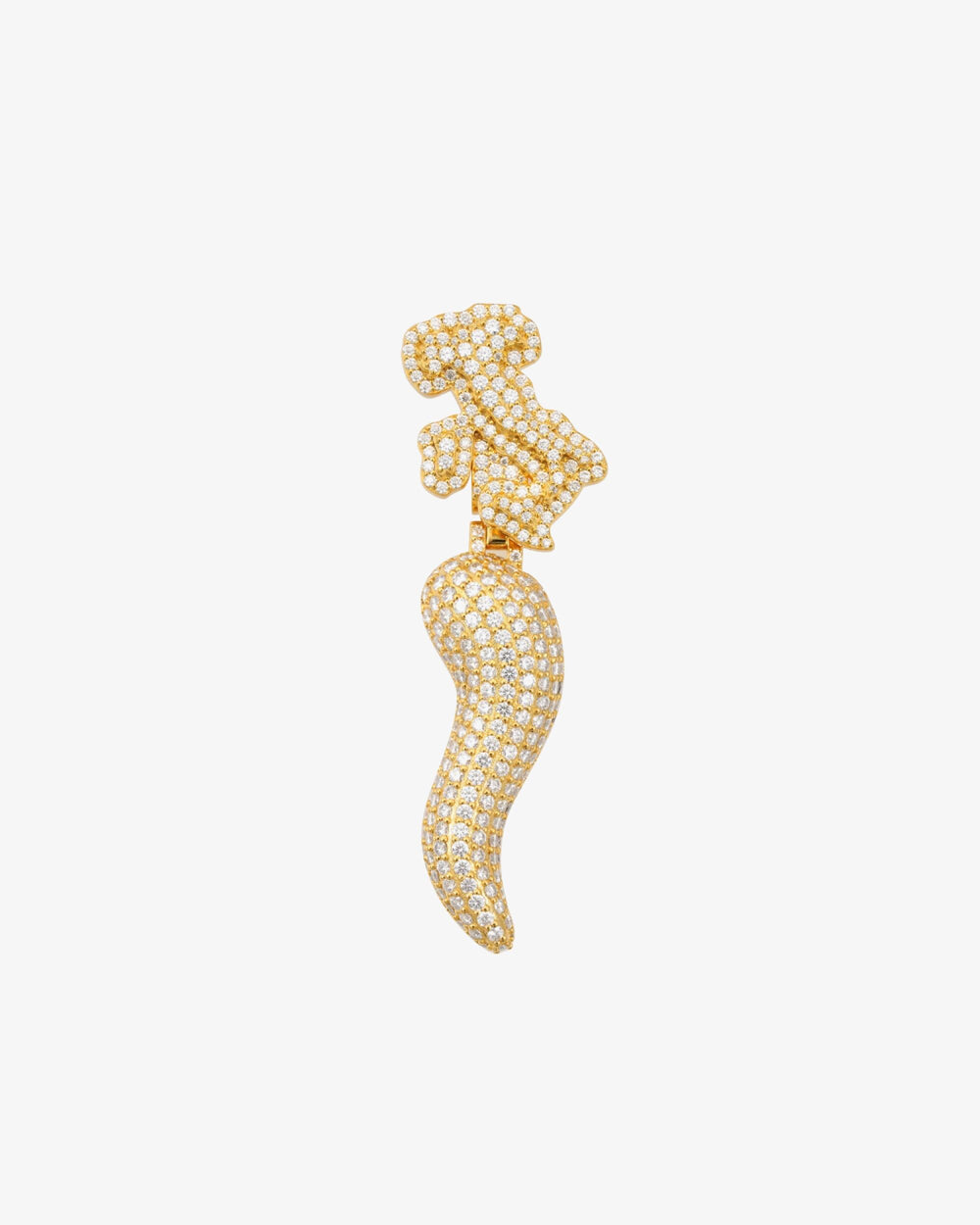 Horn of Chaos Custom Moissanite Logo Pendant 14K Gold icecartel white