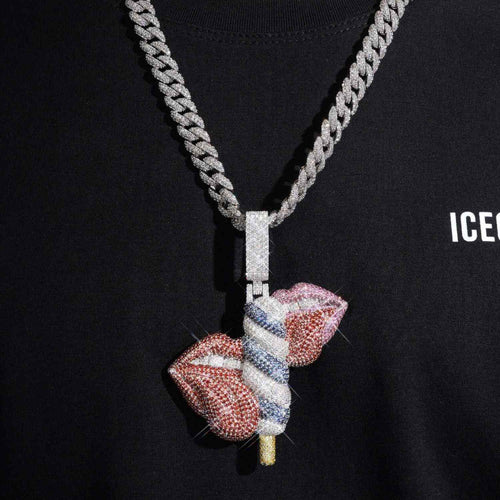 ICECREAM LICK Custom Moissanite Logo Pendant 14K Gold icecartel model11