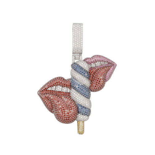 ICECREAM LICK Custom Moissanite Logo Pendant 14K Gold icecartel white