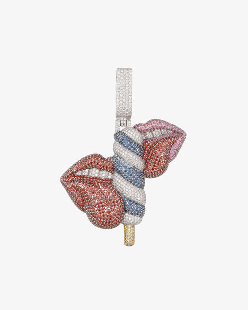 ICECREAM LICK Custom Moissanite Logo Pendant 14K Gold icecartel white