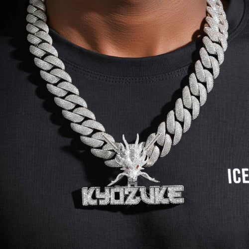 ICED BLADE DRAGON Custom Logo Moissanite Pendant 14K Gold icecartel model22