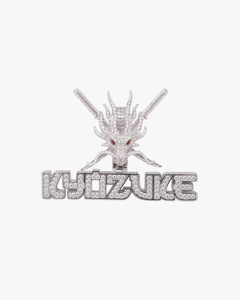 ICED BLADE DRAGON Custom Logo Moissanite Pendant 14K Gold icecartel white