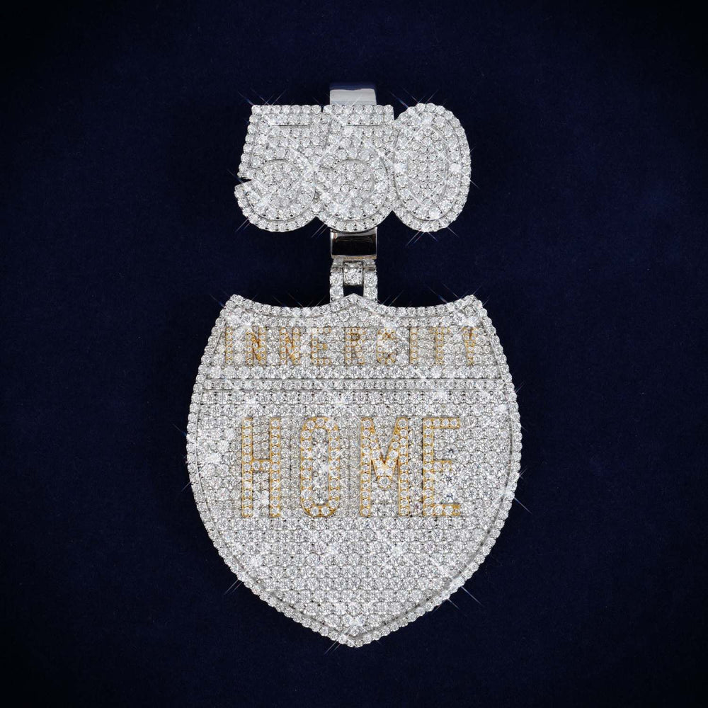 INNERCITY HOME Custom Logo Moissanite Pendant 14K Gold icecartel main