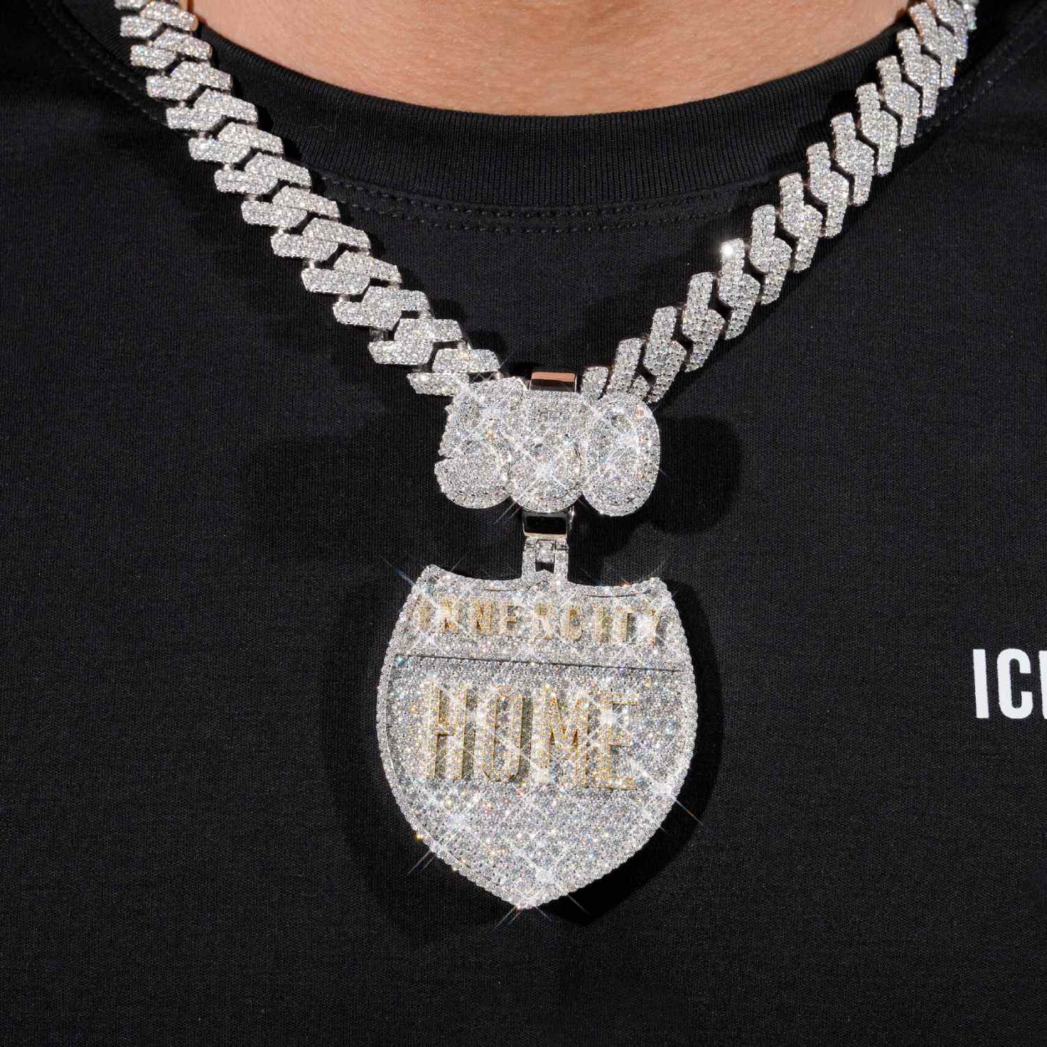 INNERCITY HOME Custom Logo Moissanite Pendant 14K Gold icecartel model