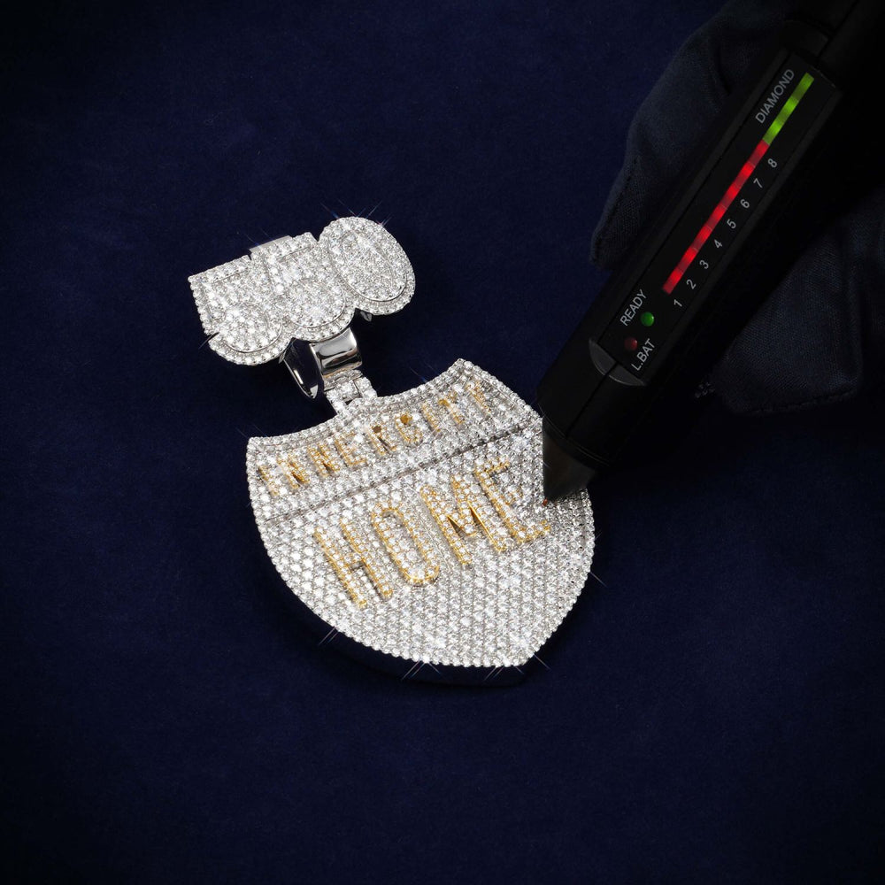 INNERCITY HOME Custom Logo Moissanite Pendant 14K Gold icecartel test