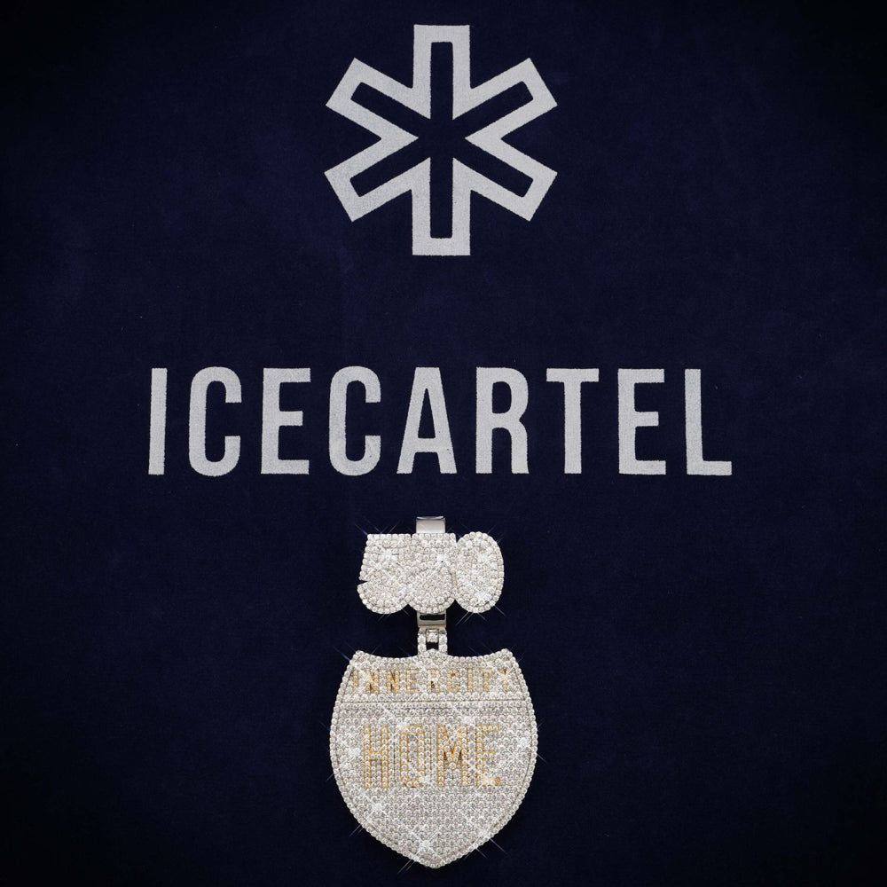 INNERCITY HOME Custom Logo Moissanite Pendant 14K Gold icecartel