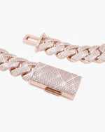 4 Row 20MM Moissanite Cuban Link Chain 14K Gold - Rose Gold