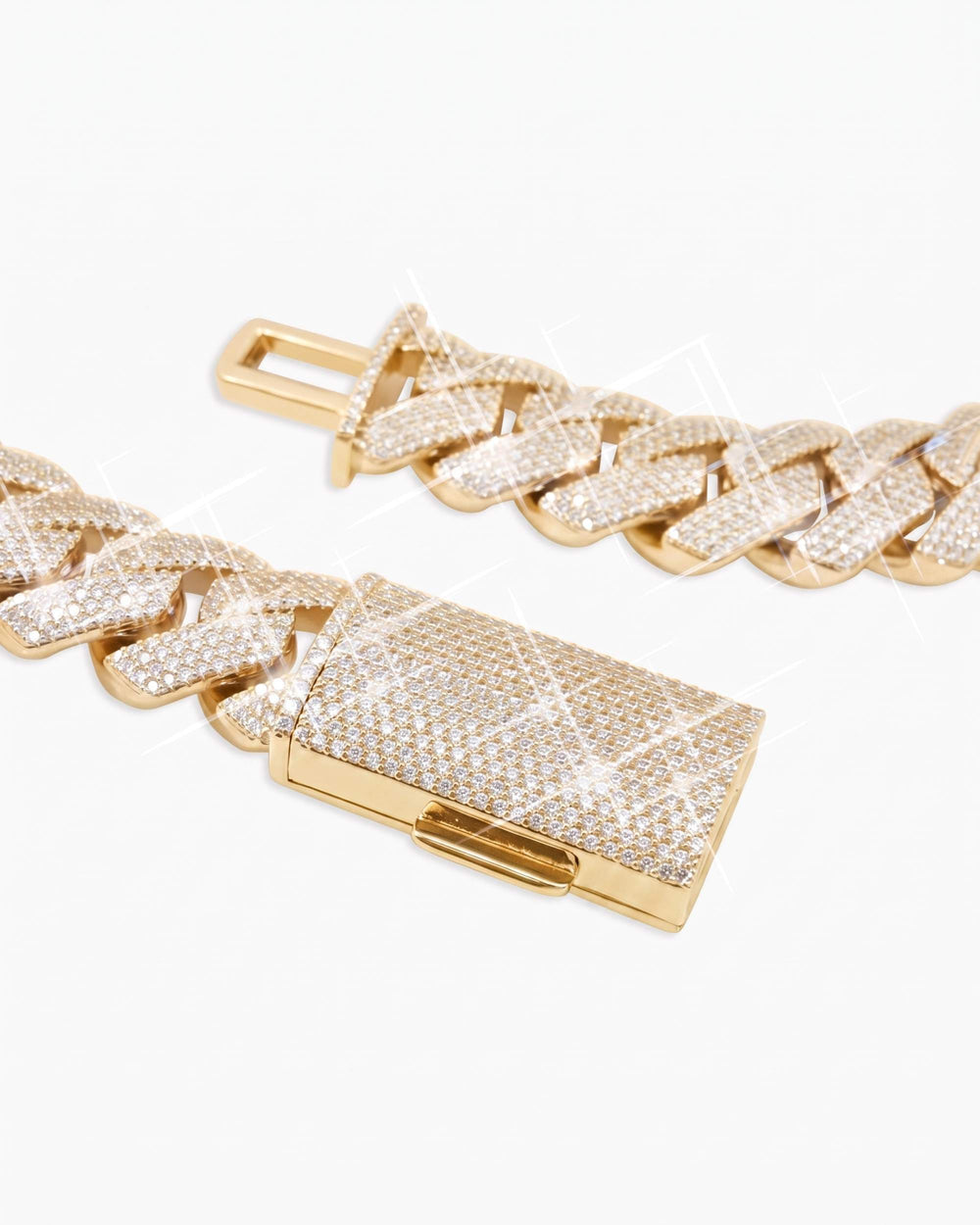 4 Row 20MM Moissanite Cuban Link Chain 14K Gold - 