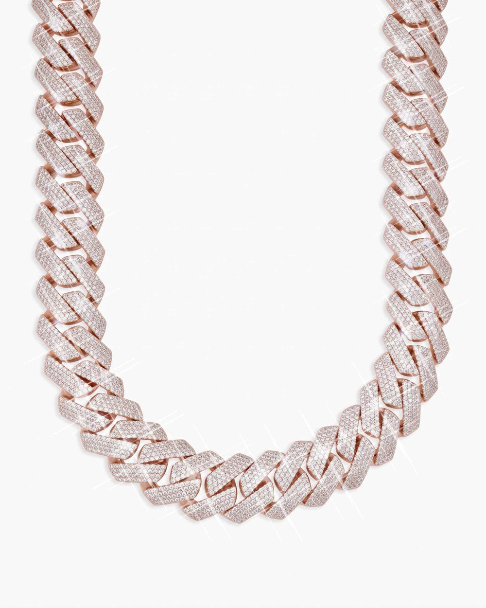 4 Row 20MM Moissanite Cuban Link Chain 14K Gold - Rose Gold