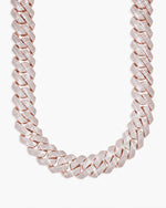 4 Row 20MM Moissanite Cuban Link Chain 14K Gold - Rose Gold