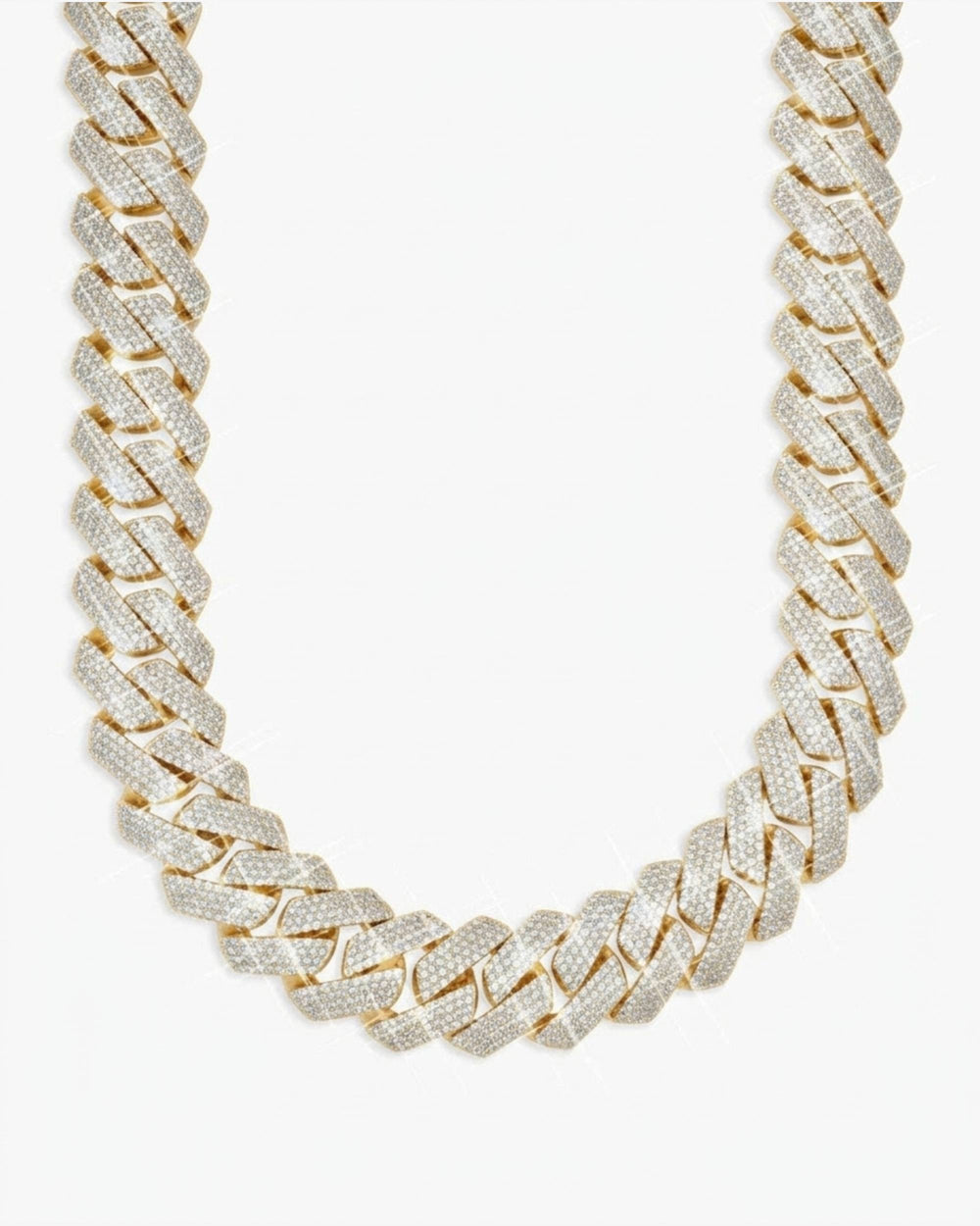 4 Row 20MM Moissanite Cuban Link Chain 14K Gold - 